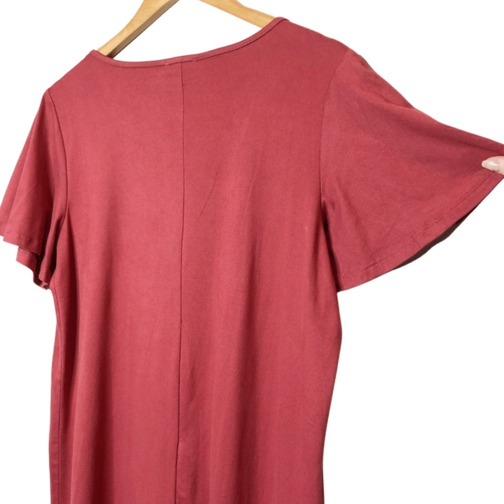 Charming‎ Charlie Red Pink Crisscross Neck Short Sleeve Tunic Dress Women's - Picture 11 of 16